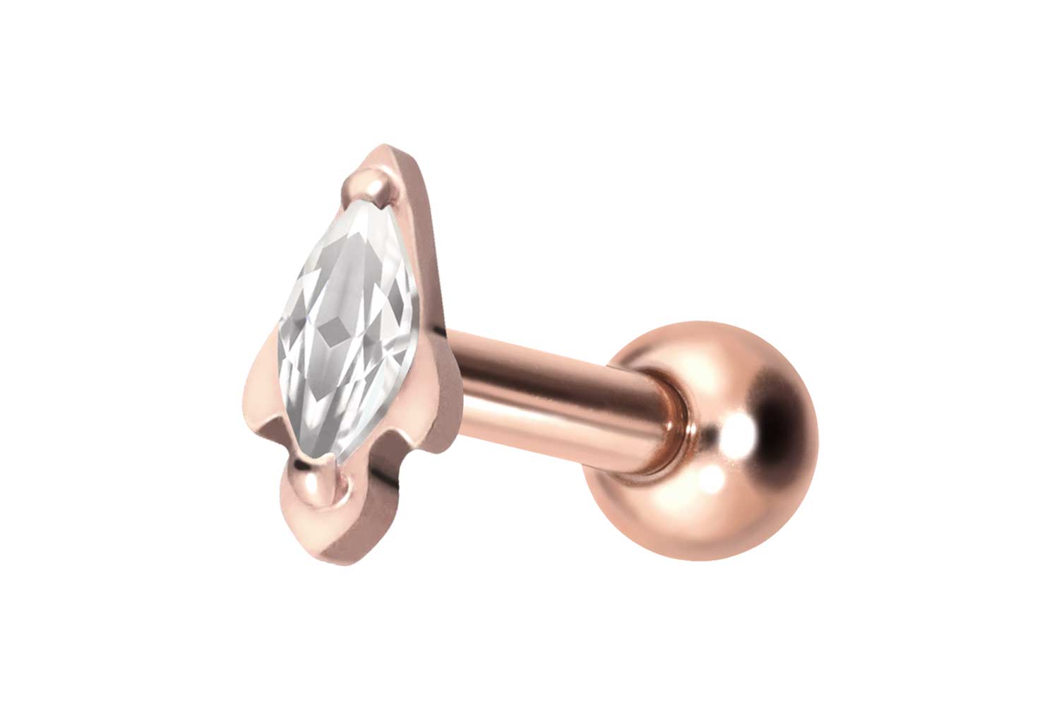 Titan Ohrpiercing mit Innengewinde KRISTALLRAKETE